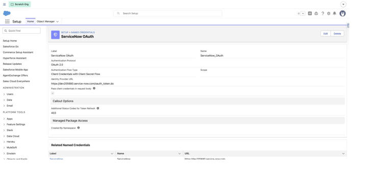 Salesforce External Credential – ServiceNow OAuth