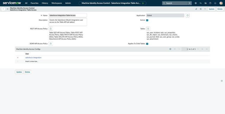 Machine Identity Access Control – Salesforce Integration Table Access