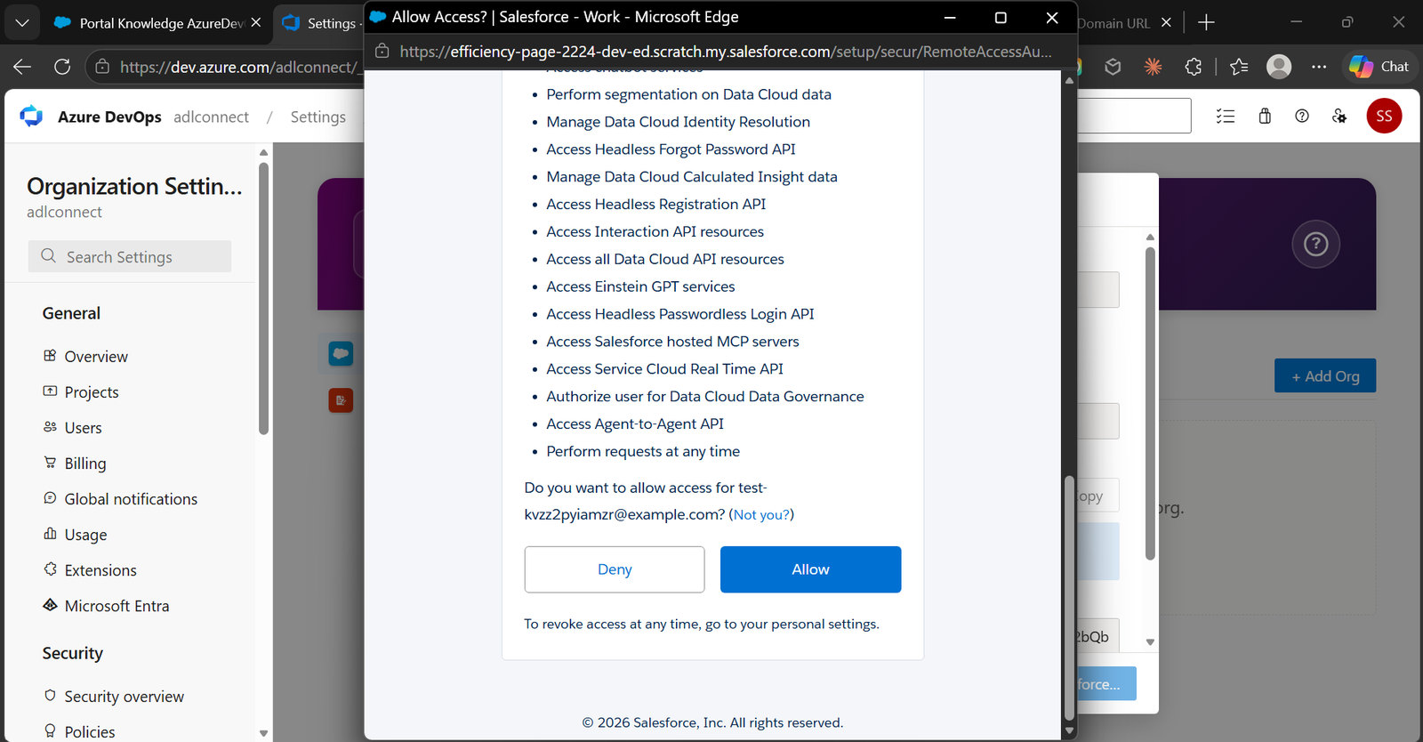Azure DevOps → Salesforce Marketplace connector screenshot