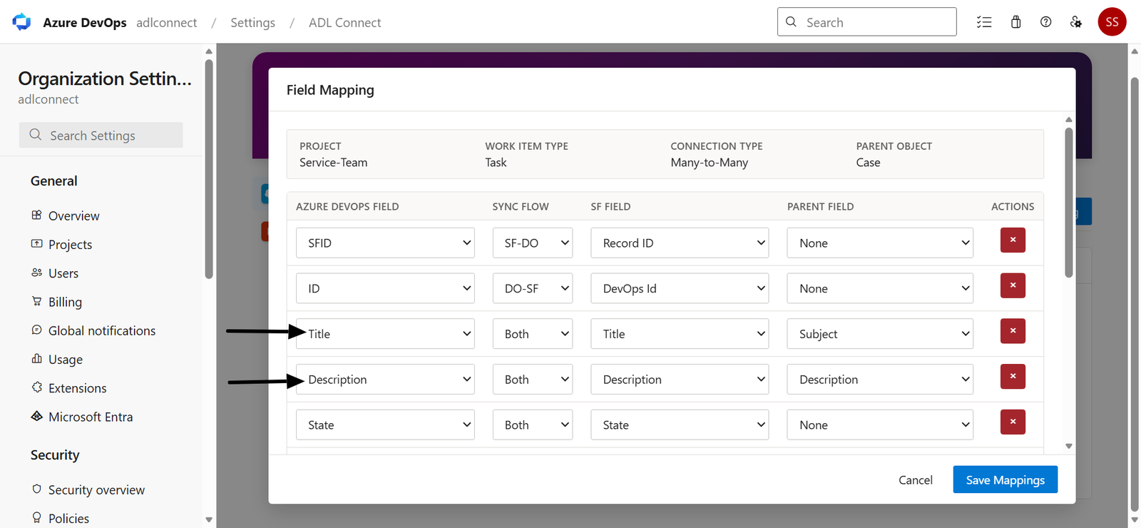 Azure DevOps → Salesforce Marketplace connector screenshot