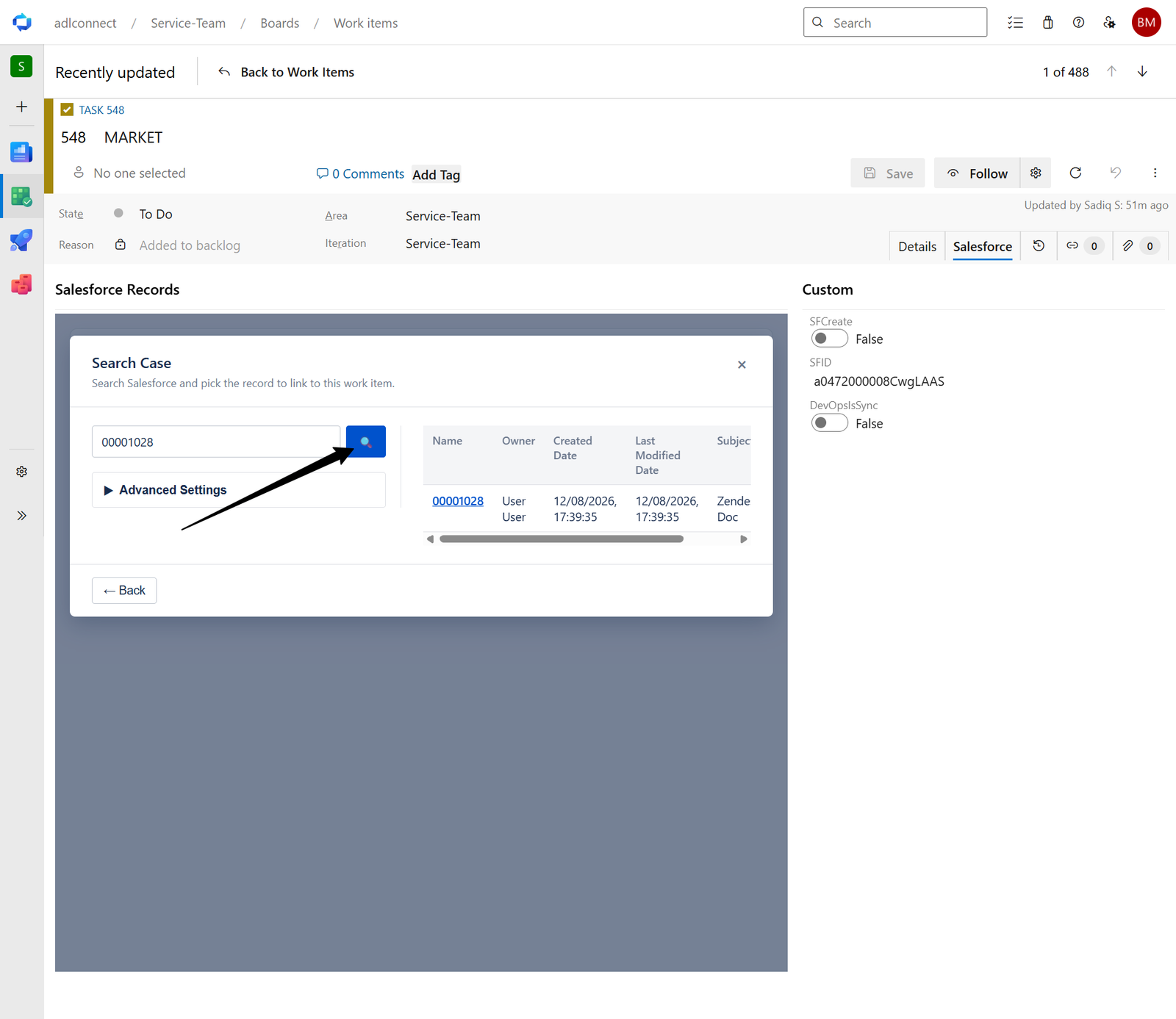 Azure DevOps → Salesforce Marketplace connector screenshot