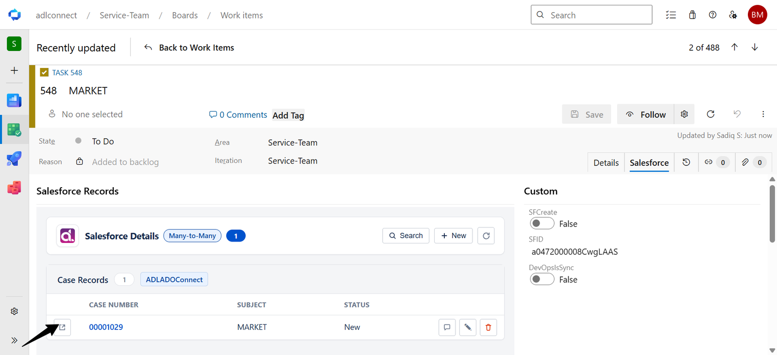 Azure DevOps → Salesforce Marketplace connector screenshot