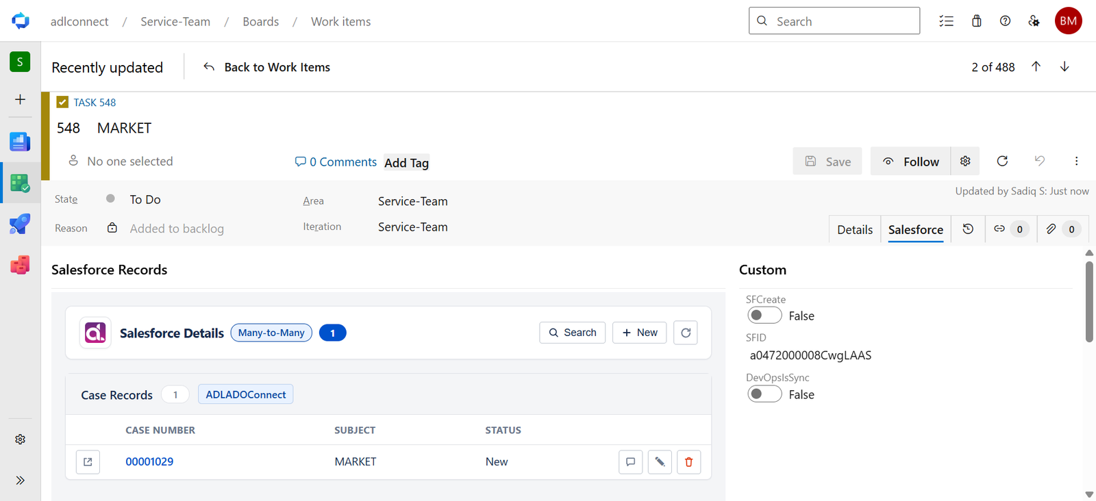 Azure DevOps → Salesforce Marketplace connector screenshot
