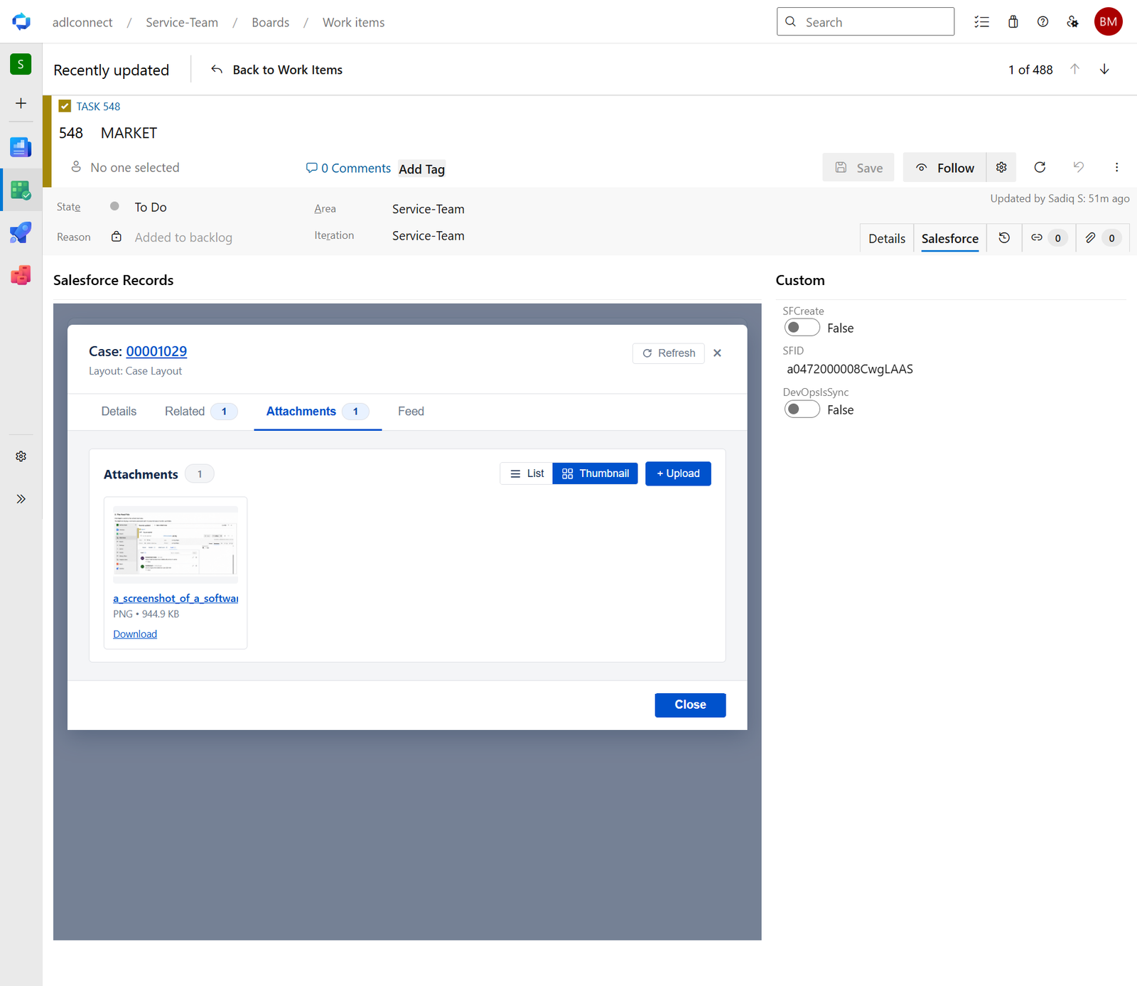 Azure DevOps → Salesforce Marketplace connector screenshot