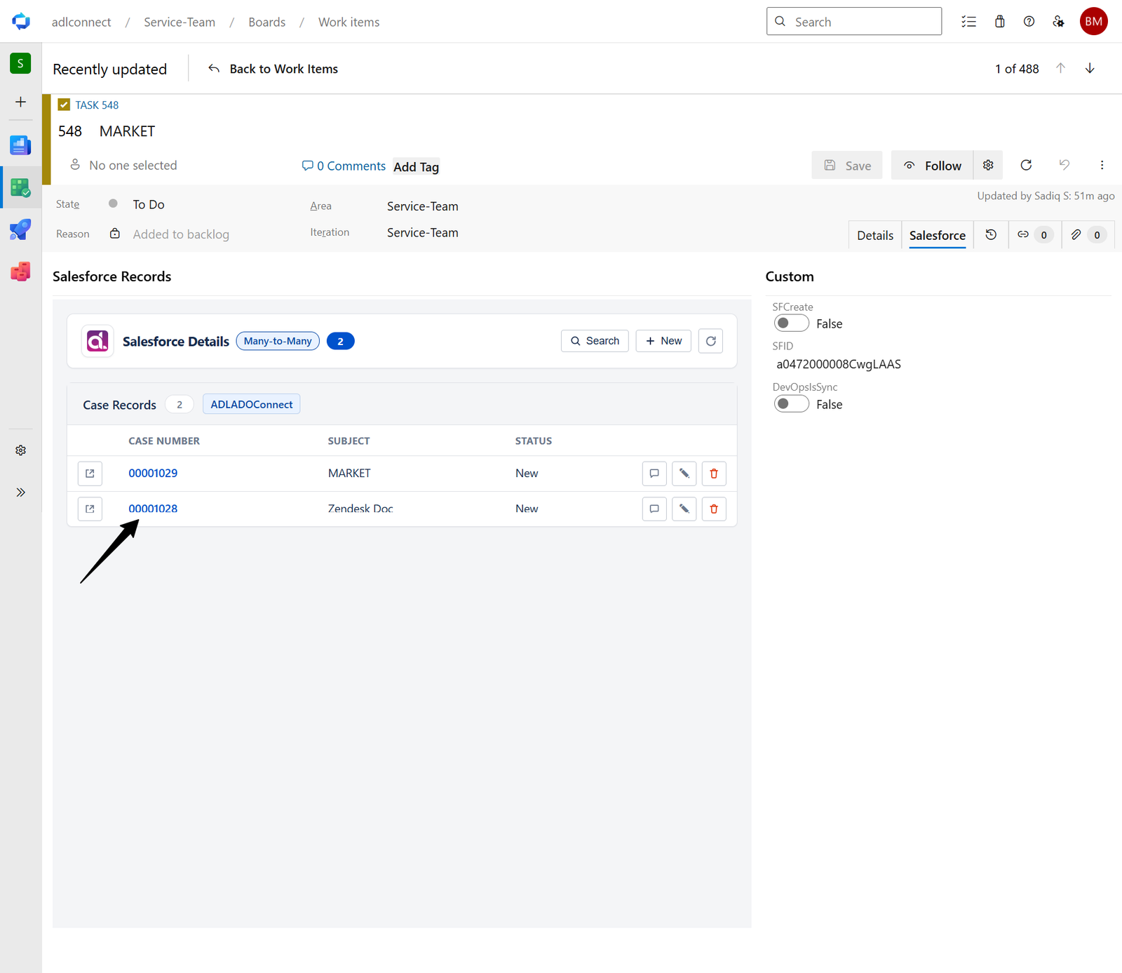 Azure DevOps → Salesforce Marketplace connector screenshot
