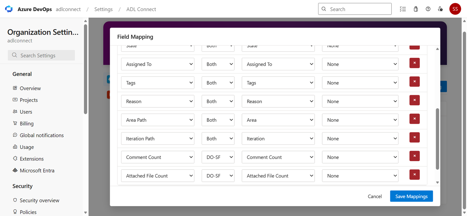 Azure DevOps → Salesforce Marketplace connector screenshot