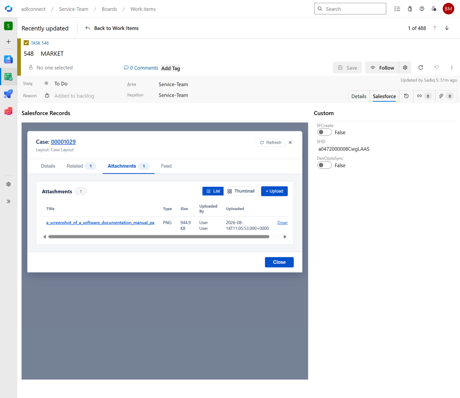 Azure DevOps → Salesforce Marketplace connector screenshot