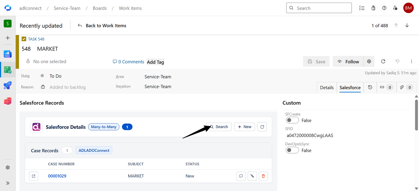 Azure DevOps → Salesforce Marketplace connector screenshot