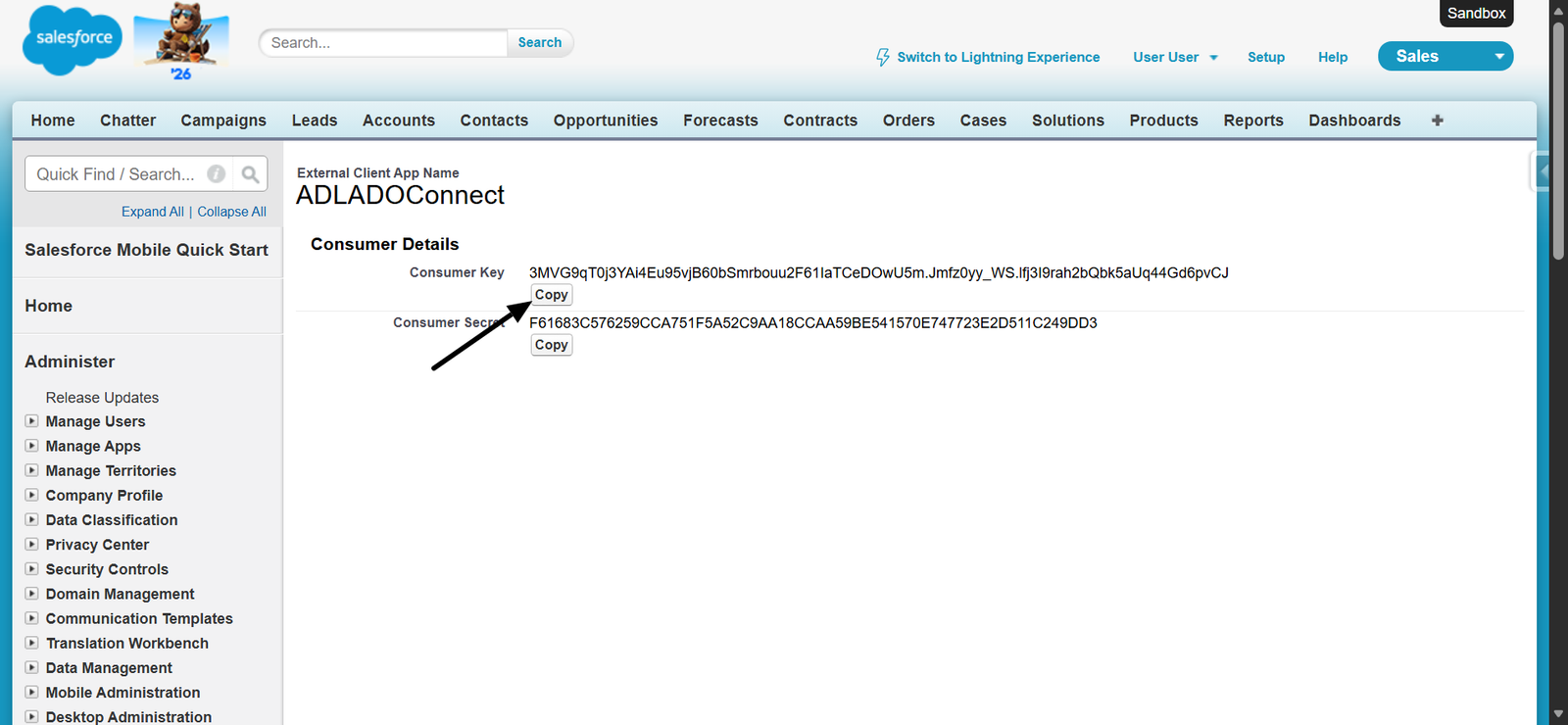 Azure DevOps → Salesforce Marketplace connector screenshot