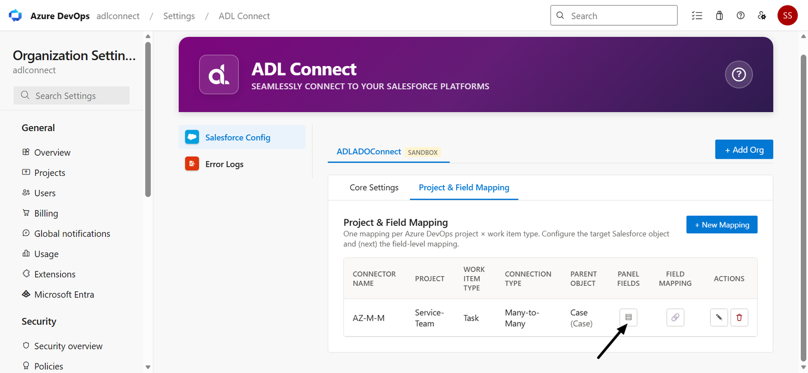Azure DevOps → Salesforce Marketplace connector screenshot