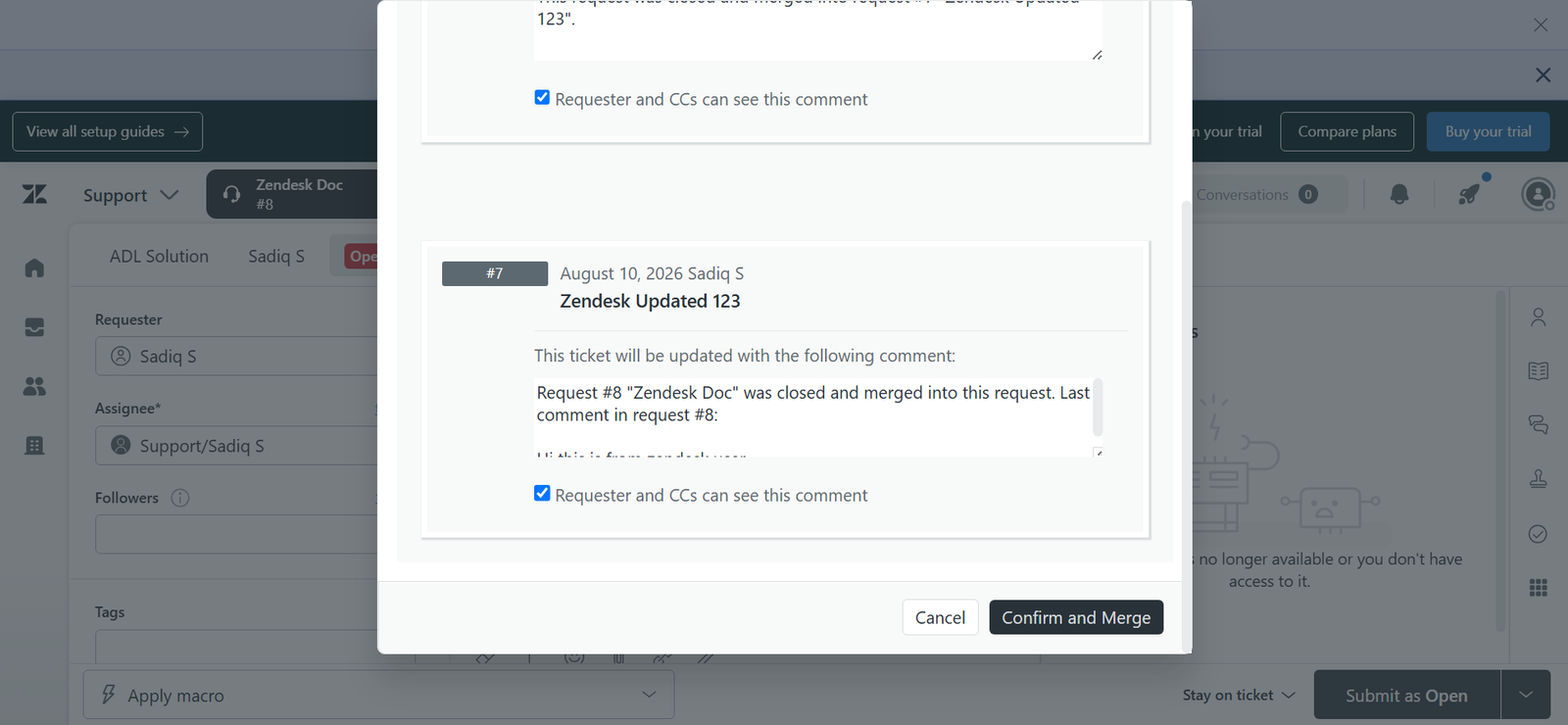 Zendesk KB screenshot