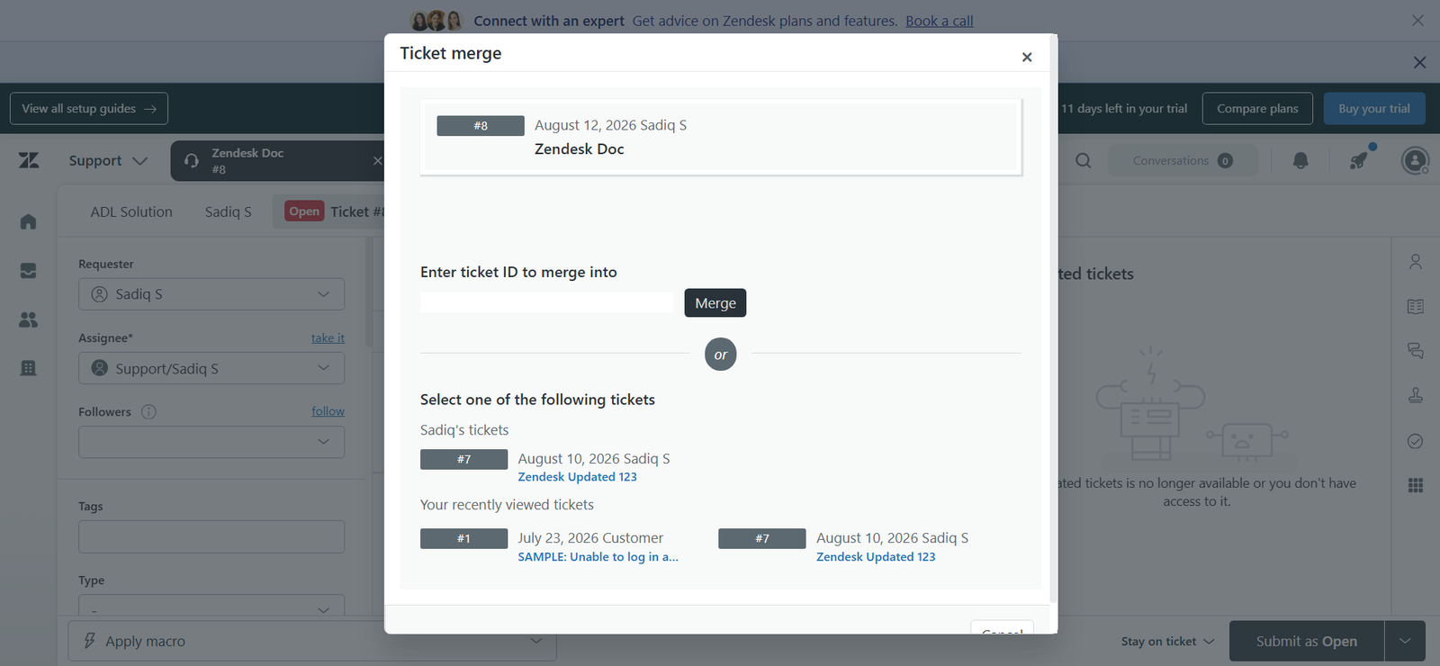 Zendesk KB screenshot