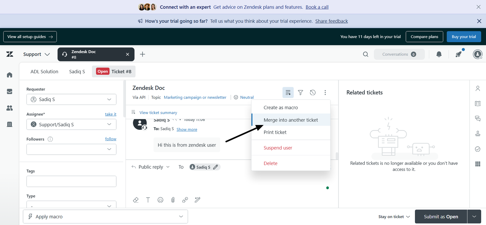 Zendesk KB screenshot