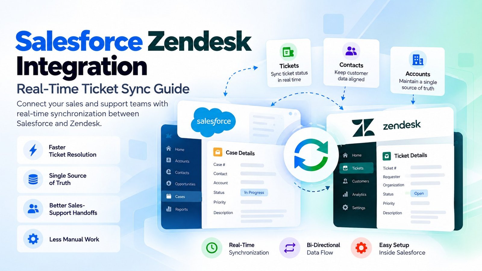 Salesforce Zendesk integration: real-time ticket sync between Salesforce Cases and Zendesk Tickets